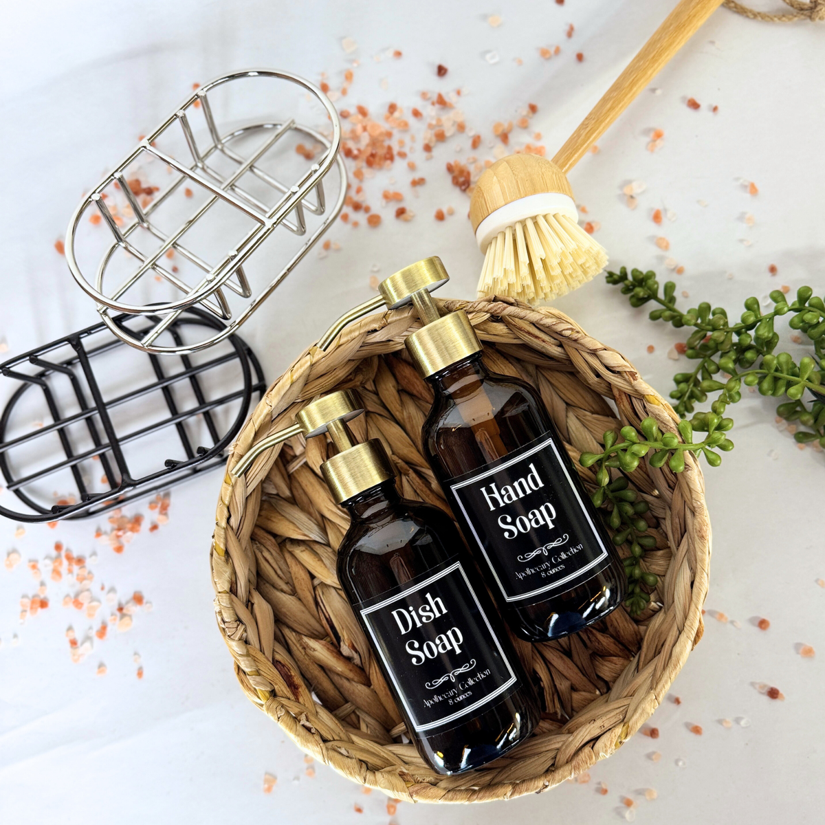 Amber Glass Hand Soap and Dish Soap Set - Apothecary Collection product detail