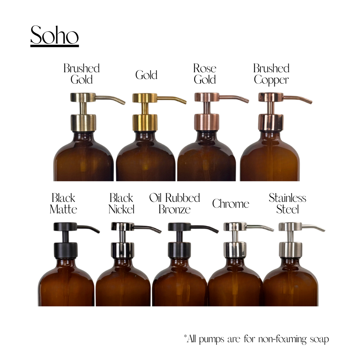 Amber Glass Hand Soap and Dish Soap Dispenser - Signature Collection product detail