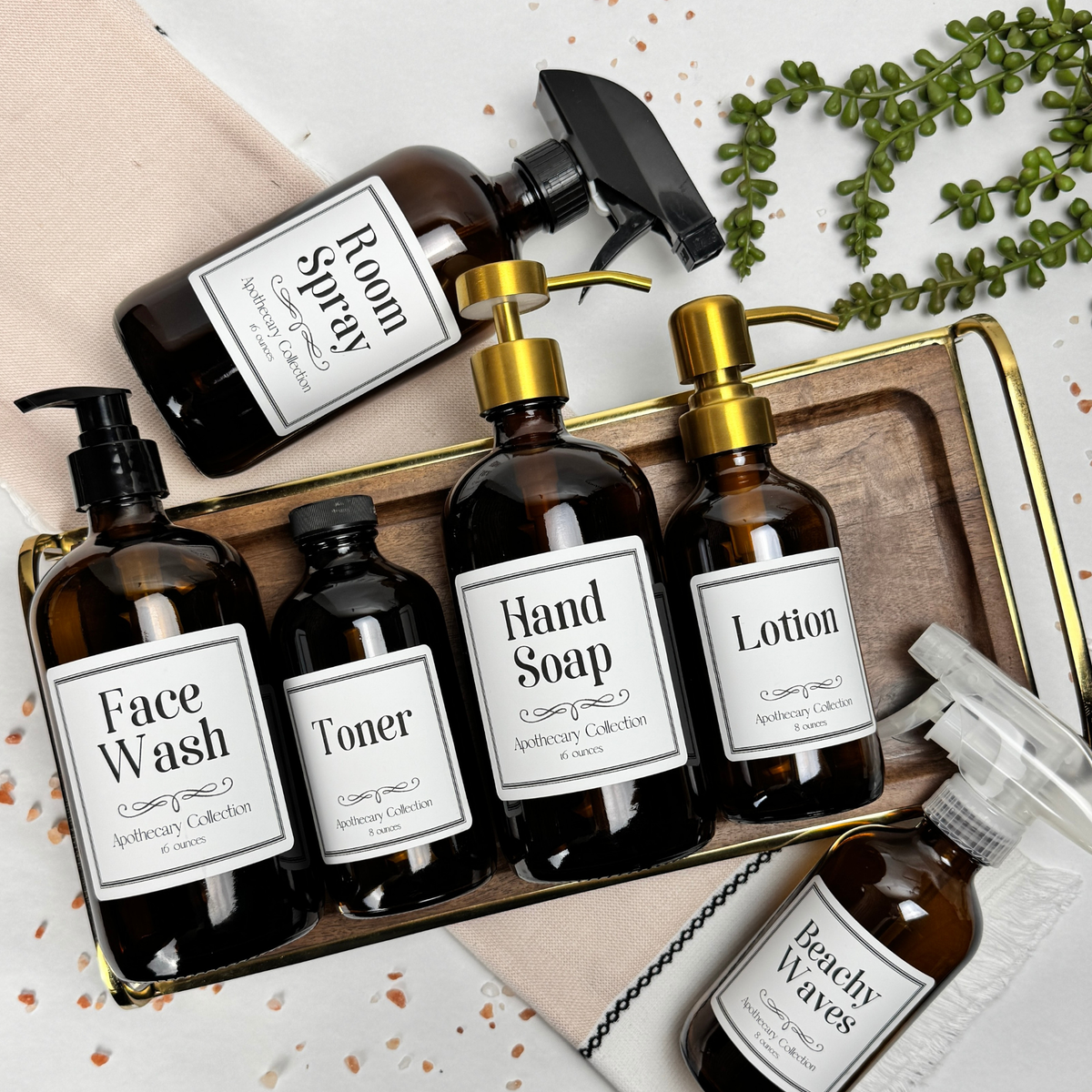 Amber Glass Dispenser - Apothecary Collection Custom Label product detail