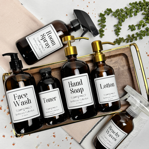 Amber Glass Dispenser - Apothecary Collection Custom Label product detail
