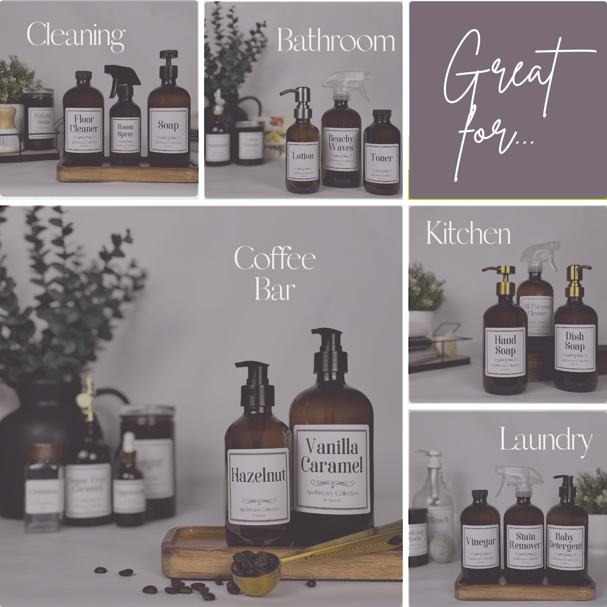 Amber Glass Dispenser - Apothecary Collection Custom Label product detail