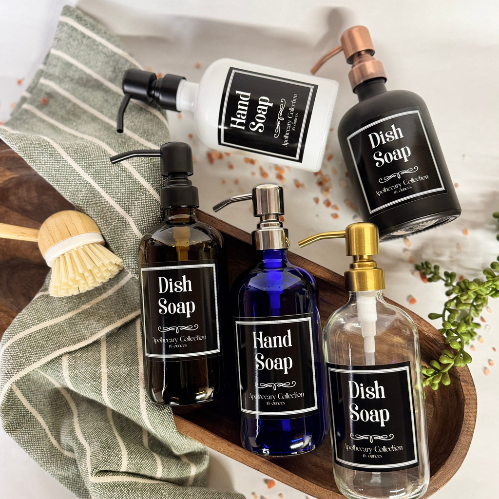 Amber Glass Hand Soap and Dish Soap Dispenser - Apothecary Collection product detail