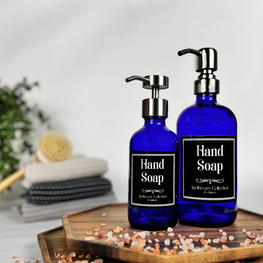 Cobalt Blue Glass Hand Soap and Dish Soap Dispenser - Apothecary Collection product detail