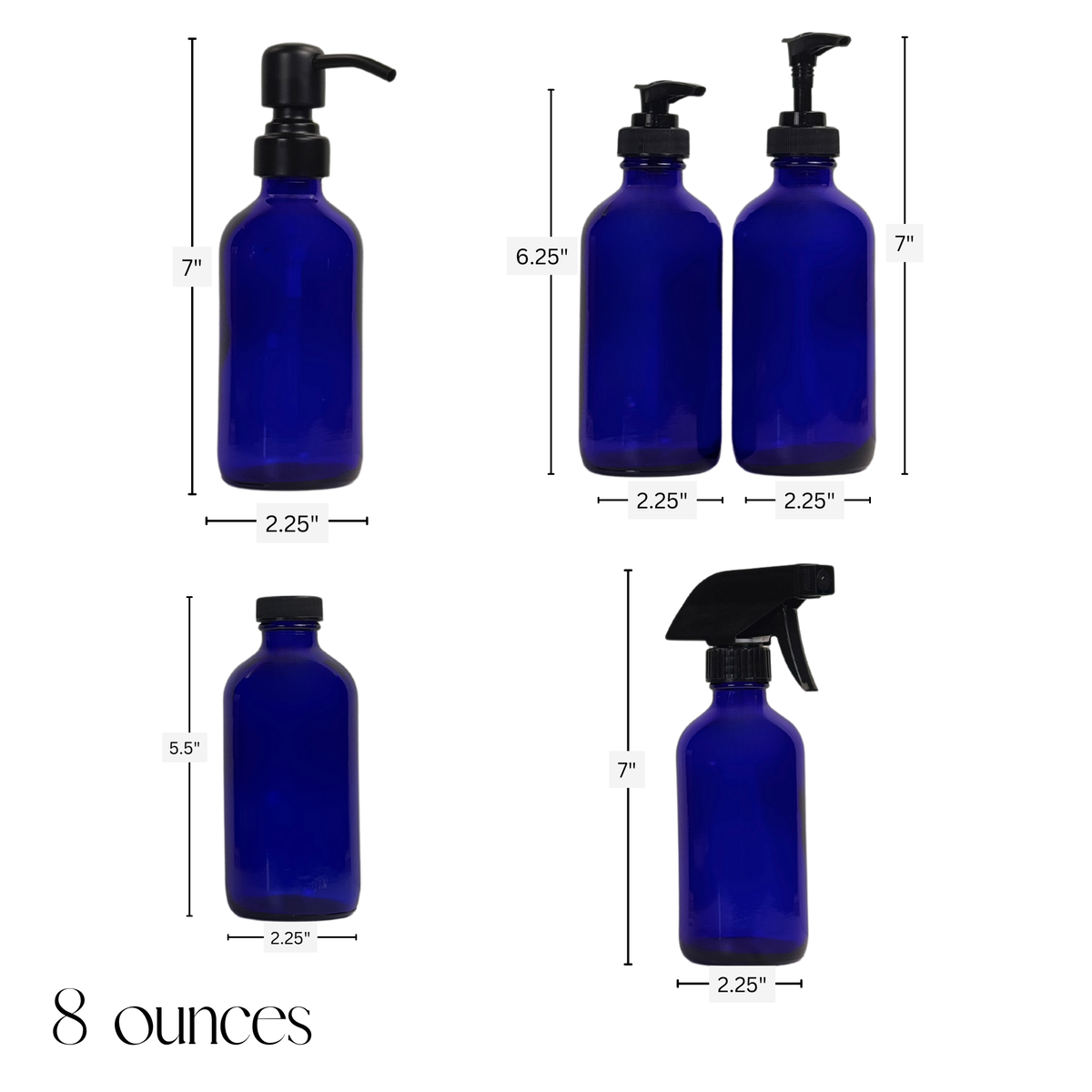 Cobalt Blue Glass Dispenser - Apothecary Collection Custom Label product detail