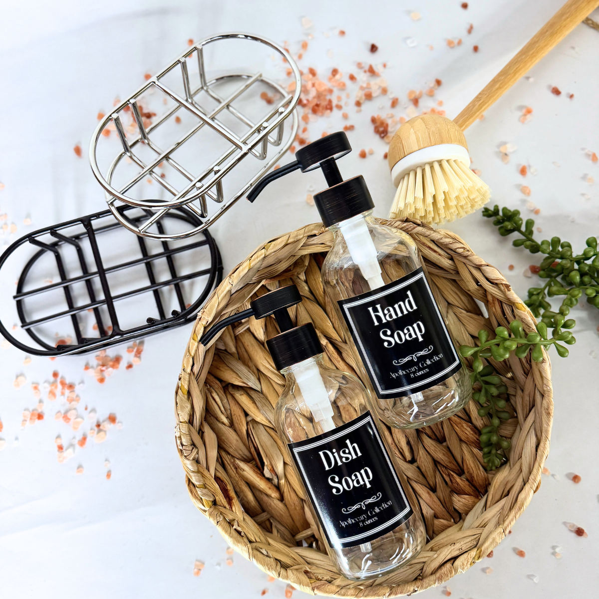 Clear Glass Hand Soap and Dish Soap Set - Apothecary Collection product detail
