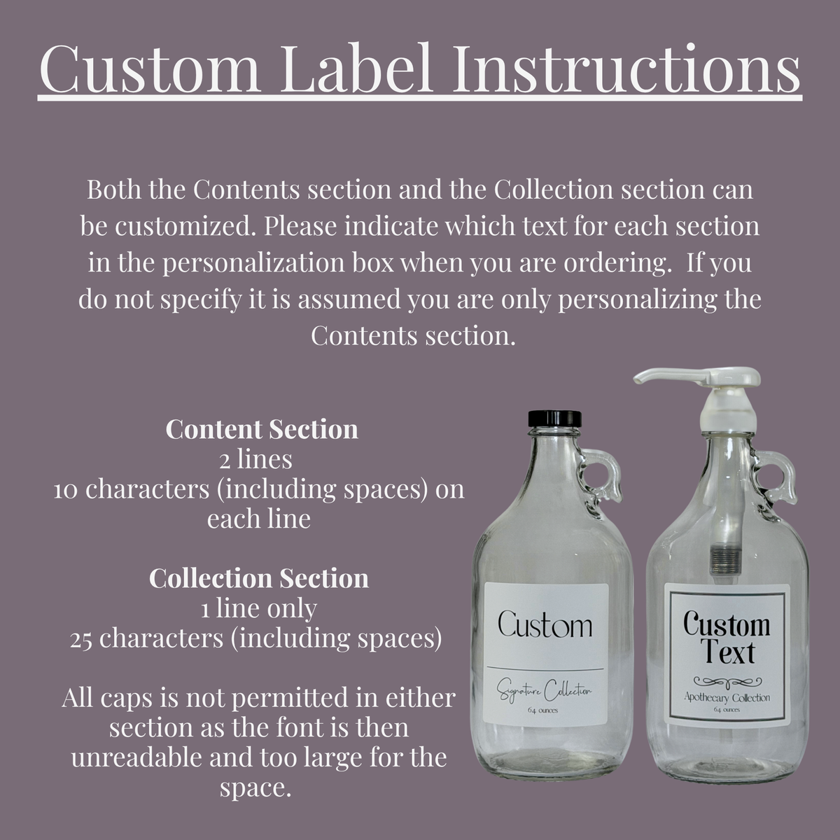 64-ounce Clear Glass Bottle - Custom Label showing custom label detail