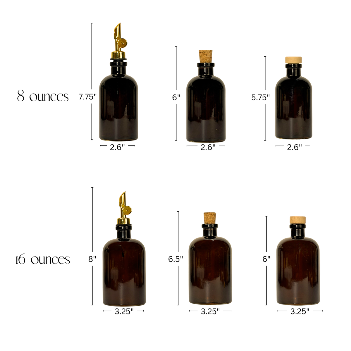Amber Apothecary Glass Bottle - Signature Collection Custom Label product detail