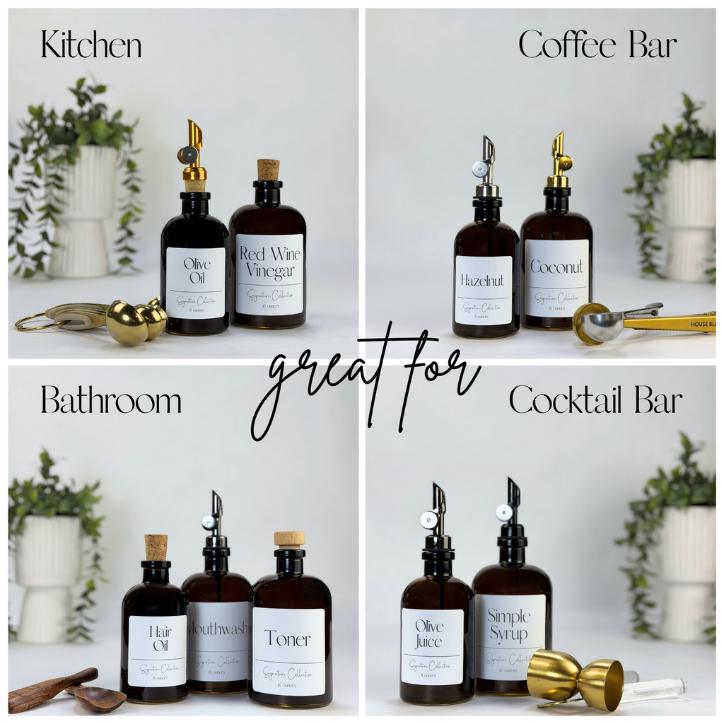 Amber Apothecary Glass Bottle - Signature Collection Custom Label product detail
