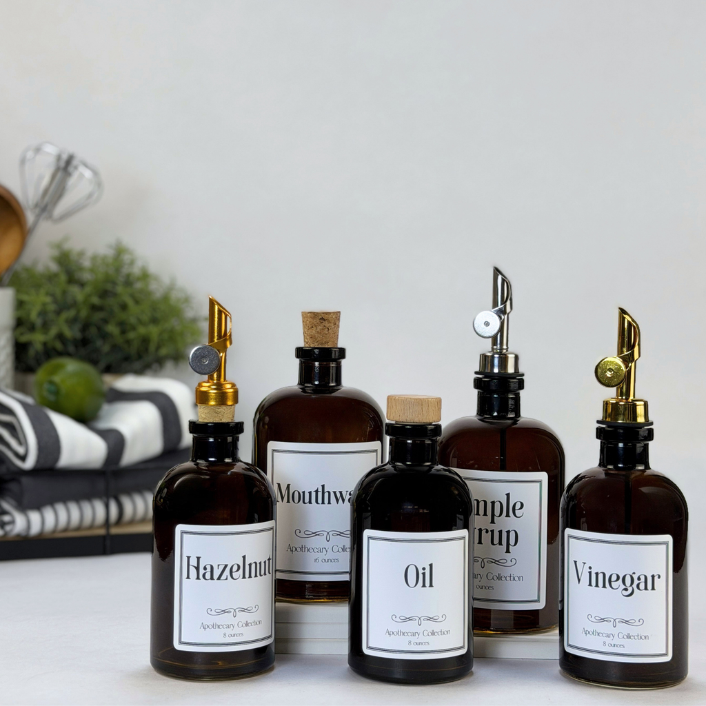 Amber Apothecary Glass Bottle - Apothecary Collection Custom Label product detail