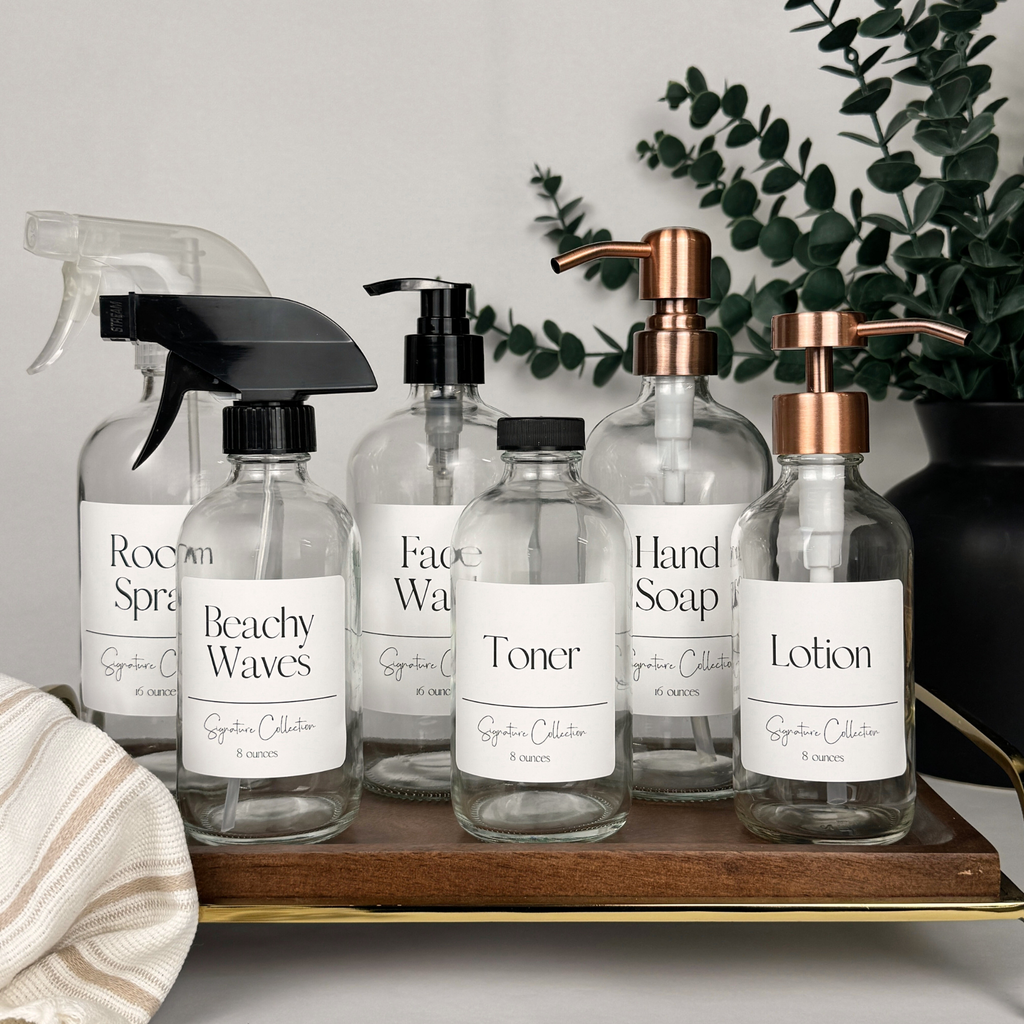 Clear Glass Dispenser - Signature Collection Custom Label product detail
