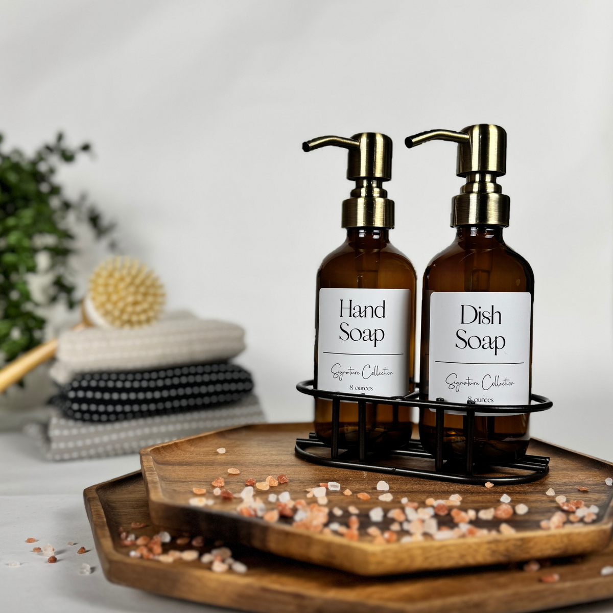 Amber Glass Hand Soap and Dish Soap Set - Signature Collection product detail