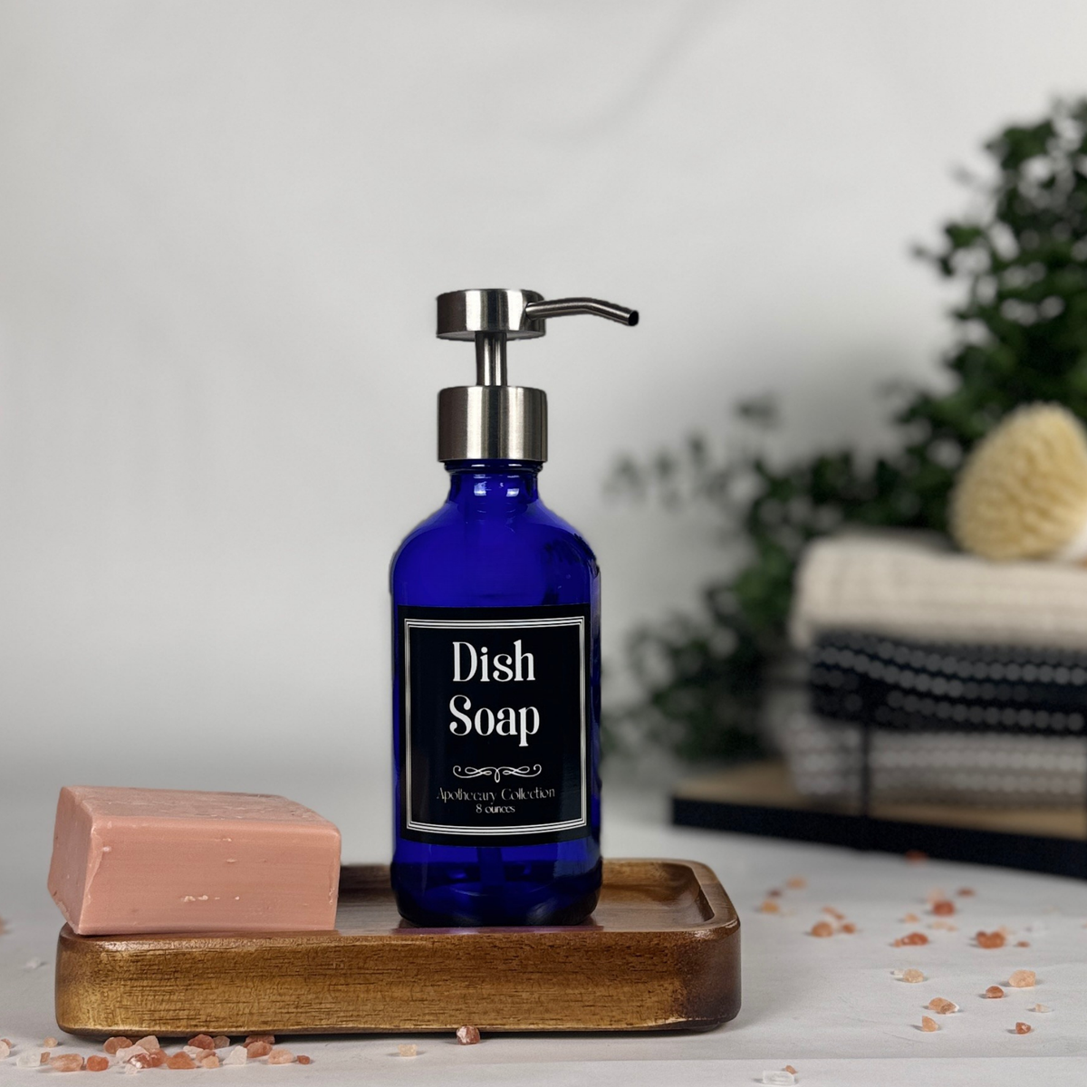 Cobalt Blue Glass Hand Soap and Dish Soap Set - Apothecary Collection product detail
