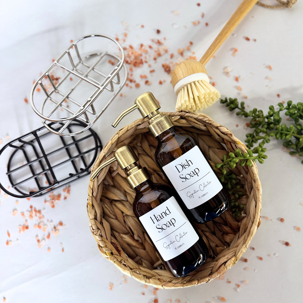 Amber Glass Hand Soap and Dish Soap Set - Signature Collection product detail
