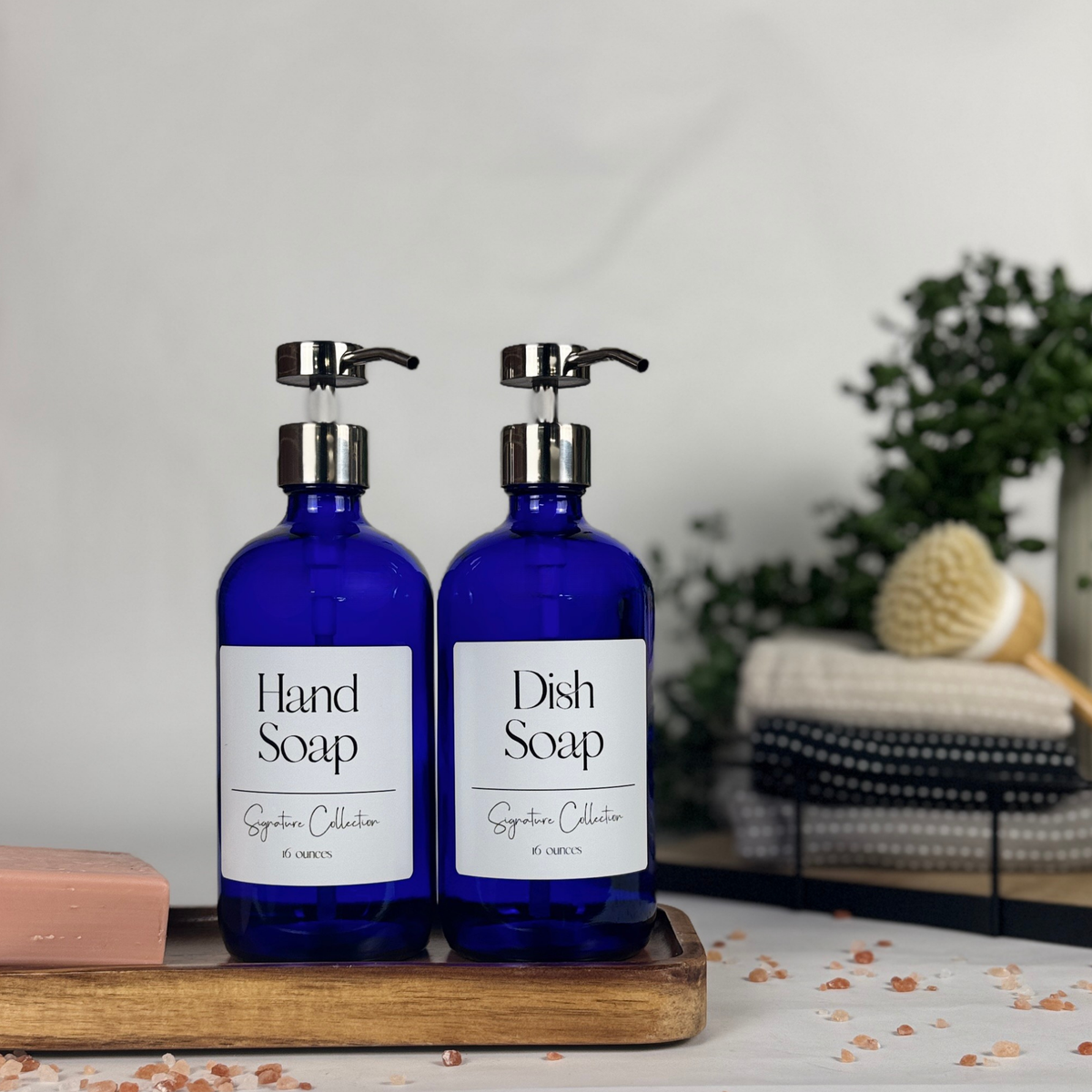 Cobalt Blue Glass Hand Soap and Dish Soap Dispenser - Signature Collection product detail
