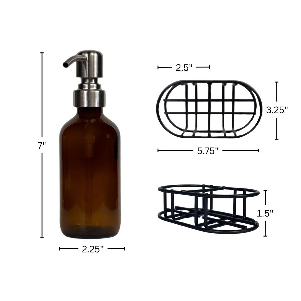 Amber Glass Hand Soap and Dish Soap Set - Apothecary Collection product detail