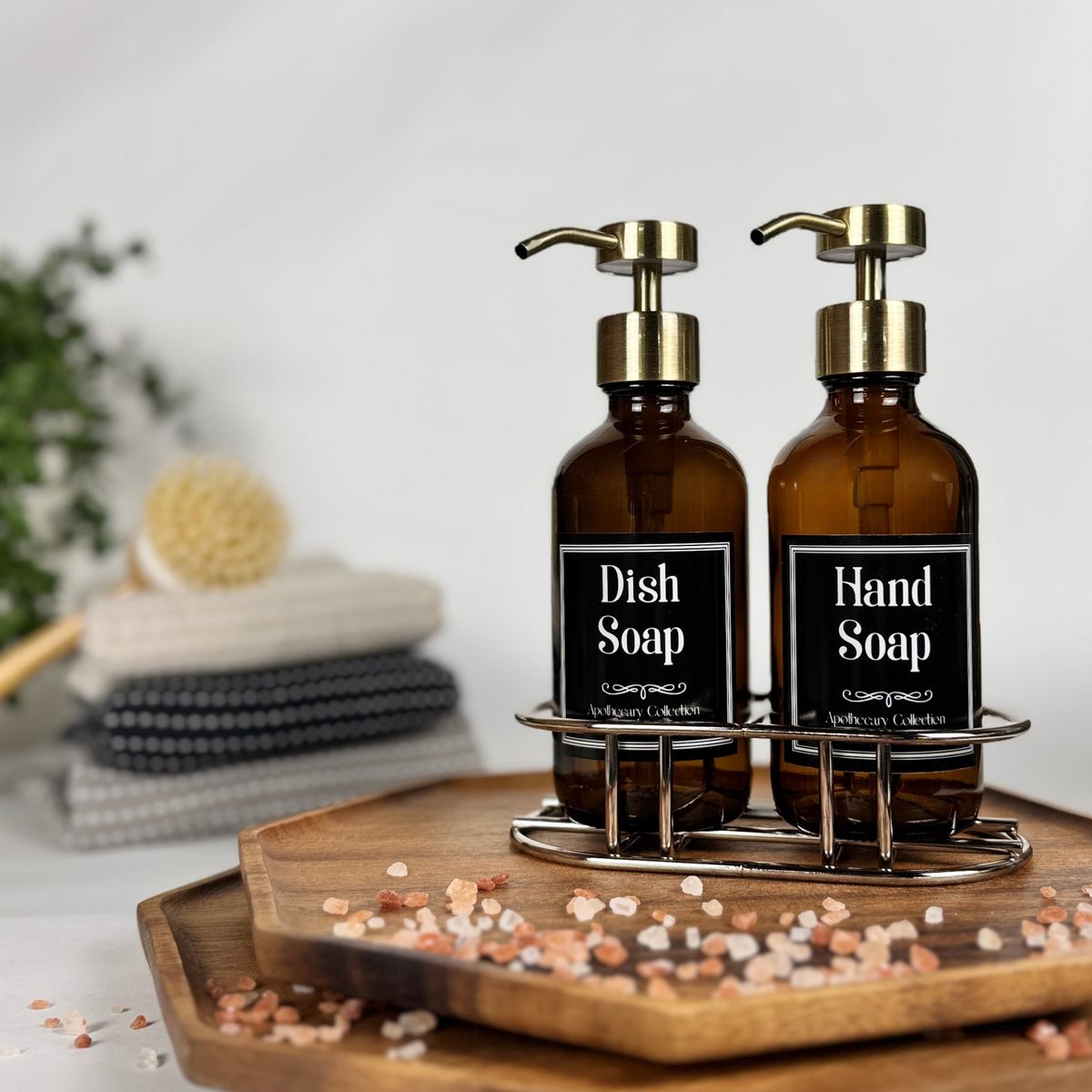 Amber Glass Hand Soap and Dish Soap Set - Apothecary Collection product detail