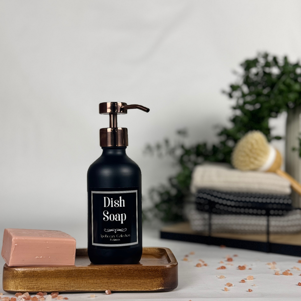 Black Matte Glass Hand Soap and Dish Soap Set - Apothecary Collection product detail