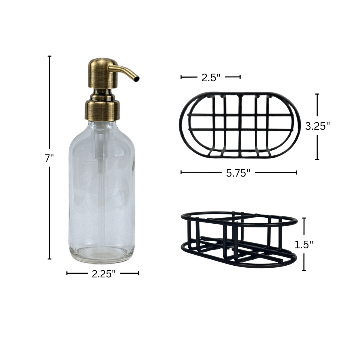 Clear Glass Hand Soap and Dish Soap Set - Apothecary Collection product detail
