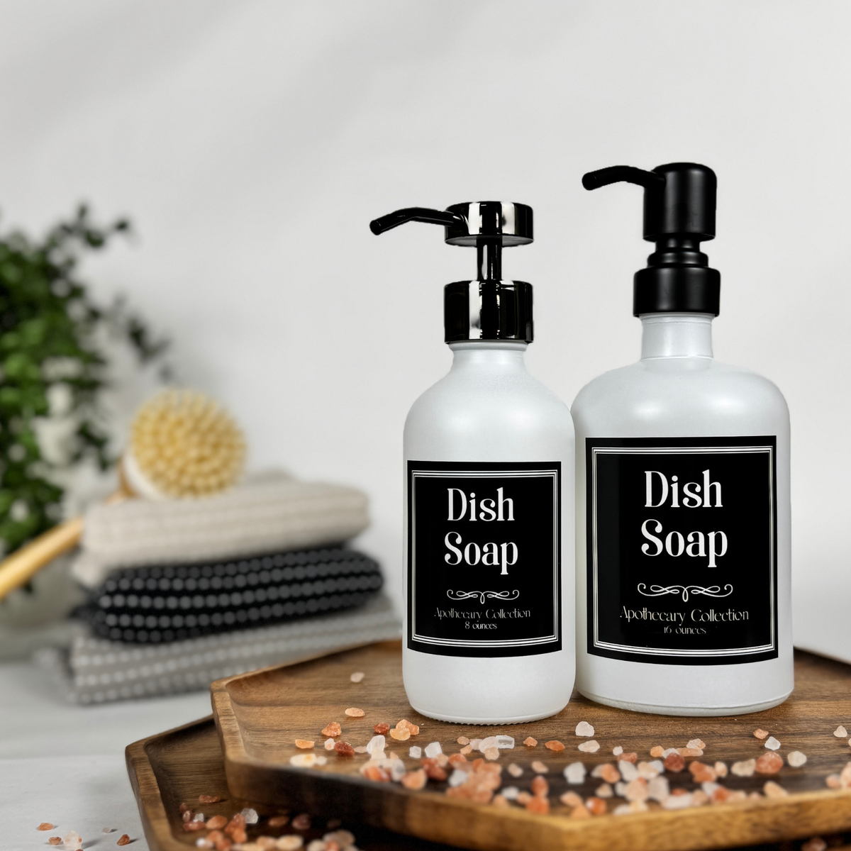 White Matte Glass Hand Soap and Dish Soap Dispenser - Apothecary Collection product detail