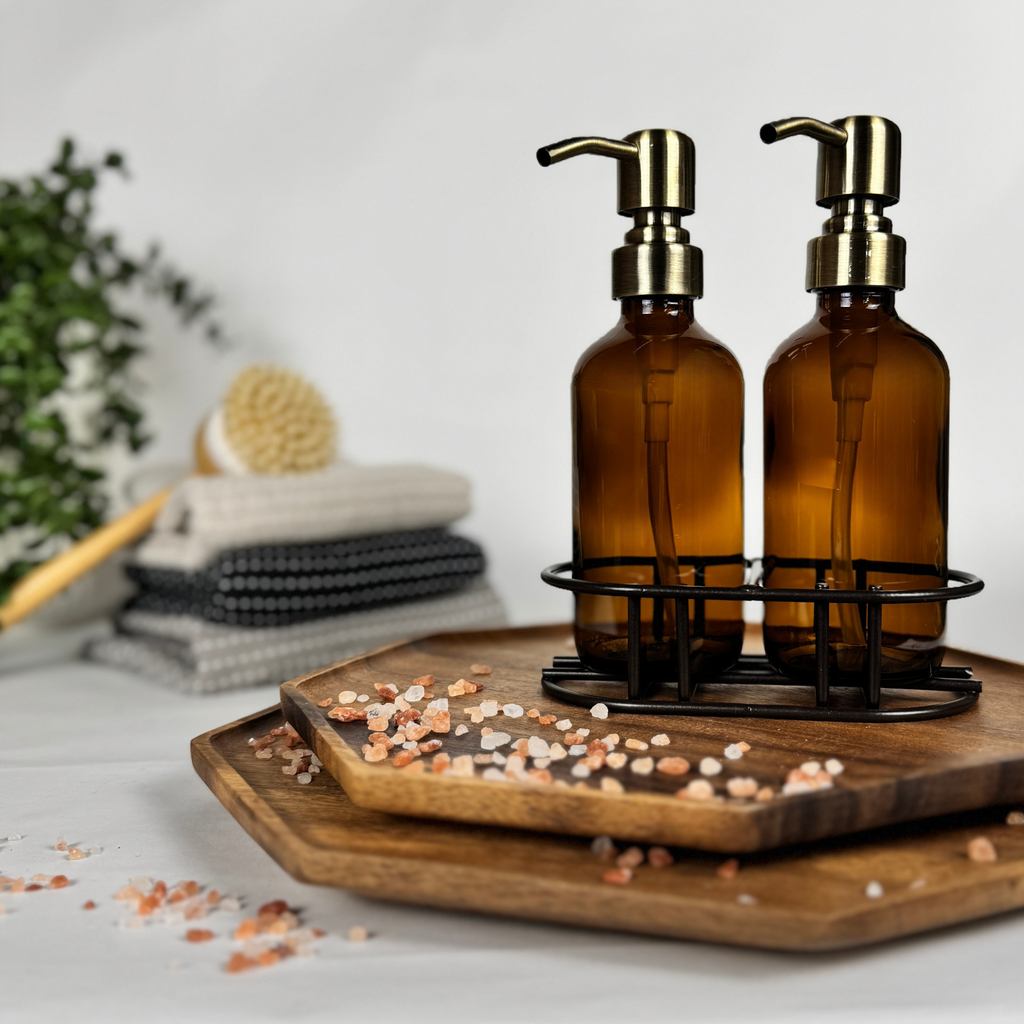 Amber Glass Hand Soap and Dish Soap Set - Apothecary Collection product detail