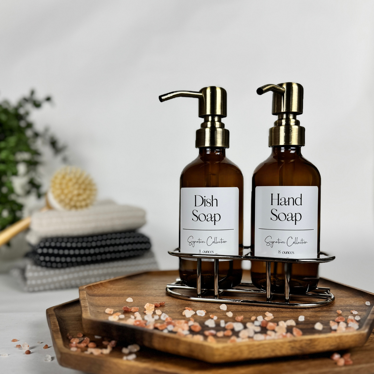 Amber Glass Hand Soap and Dish Soap Set - Signature Collection product detail