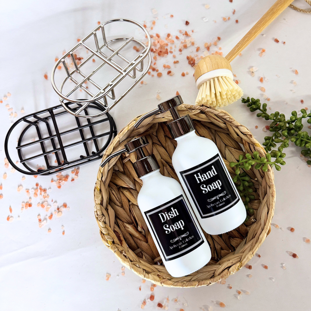 White Matte Glass Hand Soap and Dish Soap Set - Apothecary Collection product detail