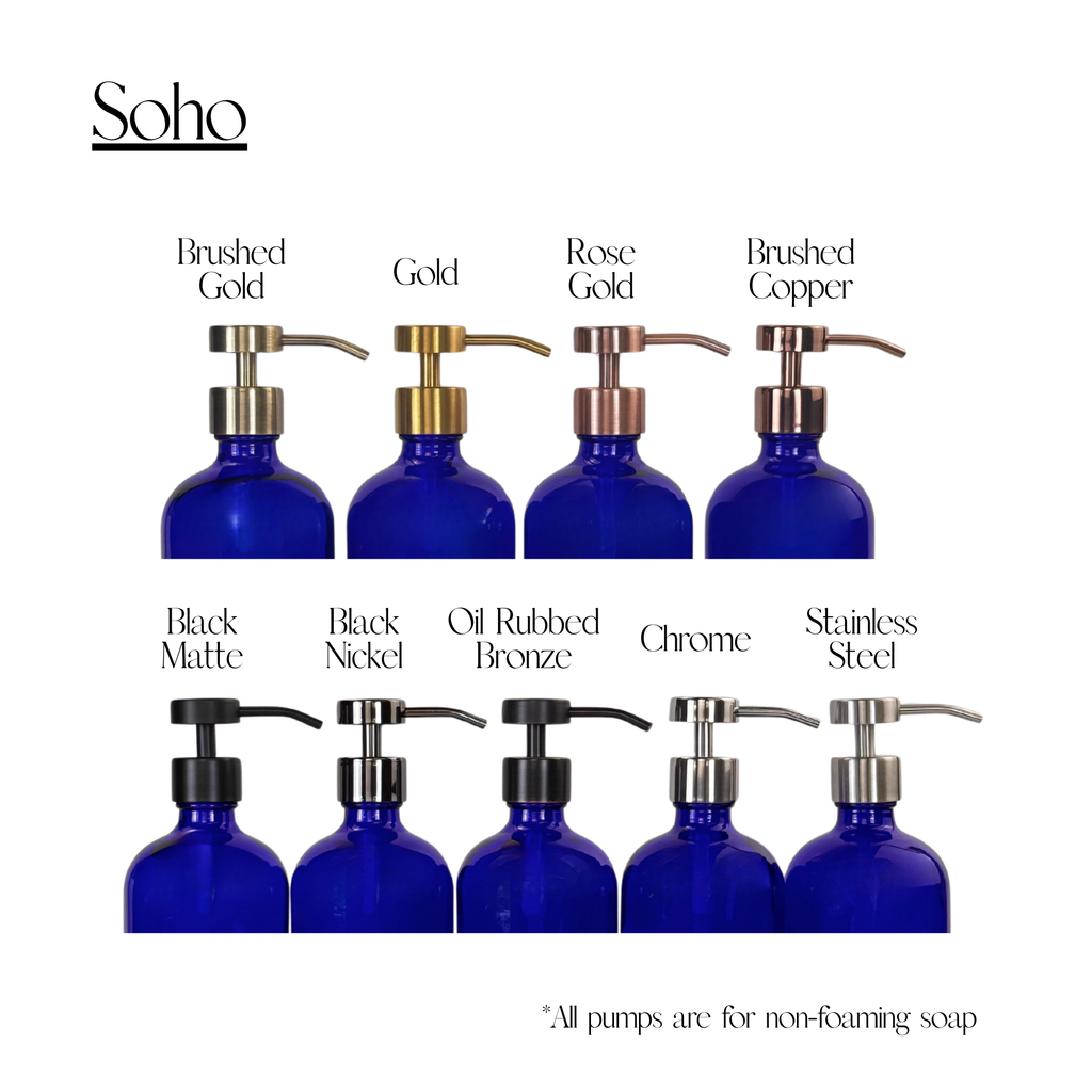 Cobalt Blue Glass Hand Soap and Dish Soap Dispenser - Apothecary Collection product detail