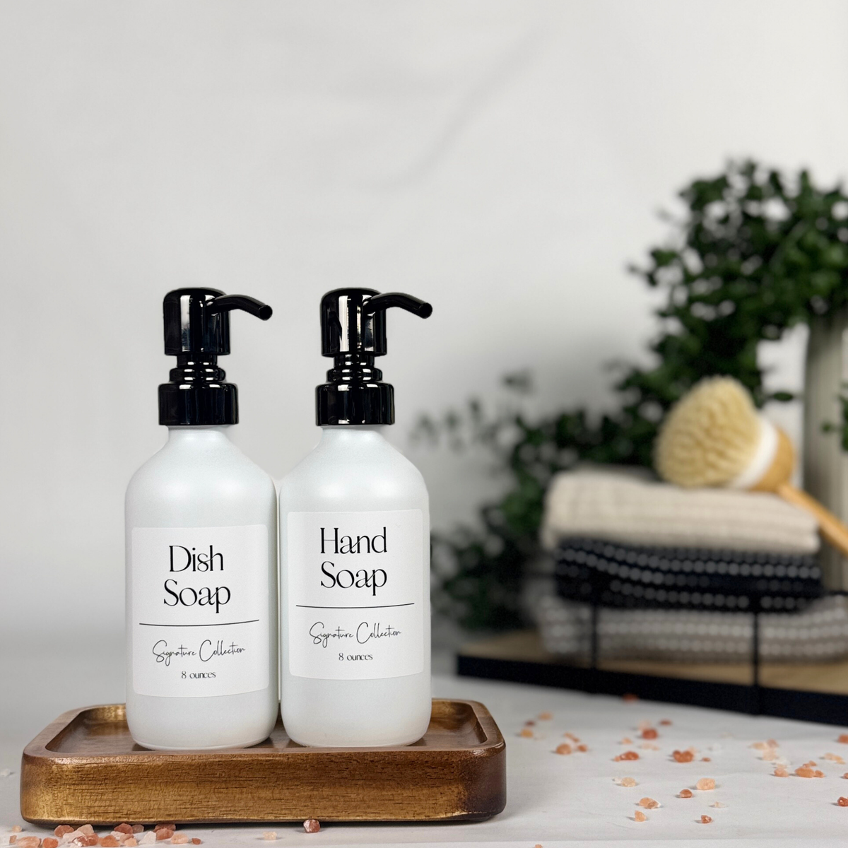 White Matte Glass Hand Soap and Dish Soap Dispenser - Signature Collection product detail