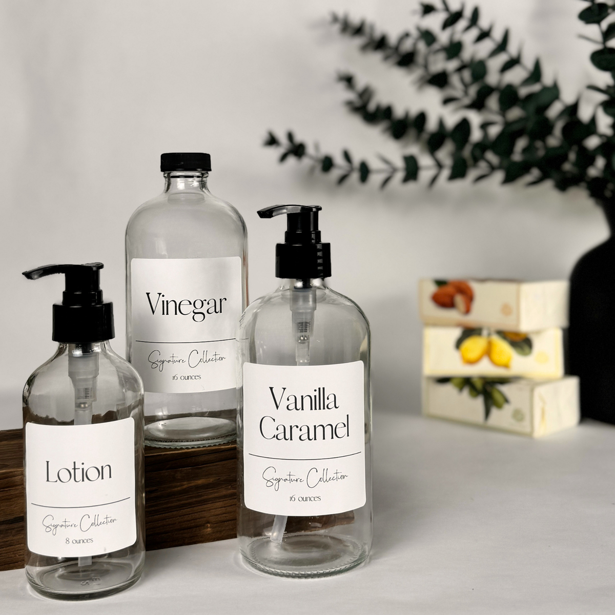 Clear Glass Dispenser - Signature Collection Custom Label product detail