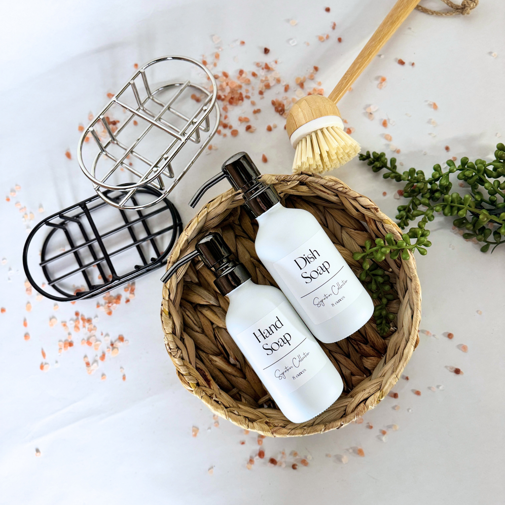 White Matte Glass Hand Soap and Dish Soap Set - Signature Collection product detail