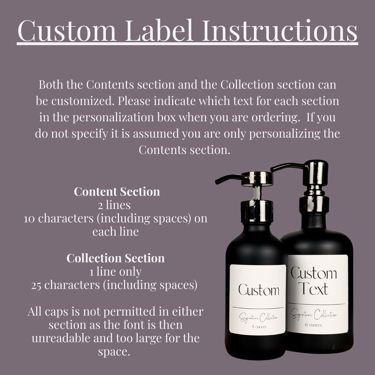 Black Matte Glass Dispenser - Signature Collection Custom Label product detail
