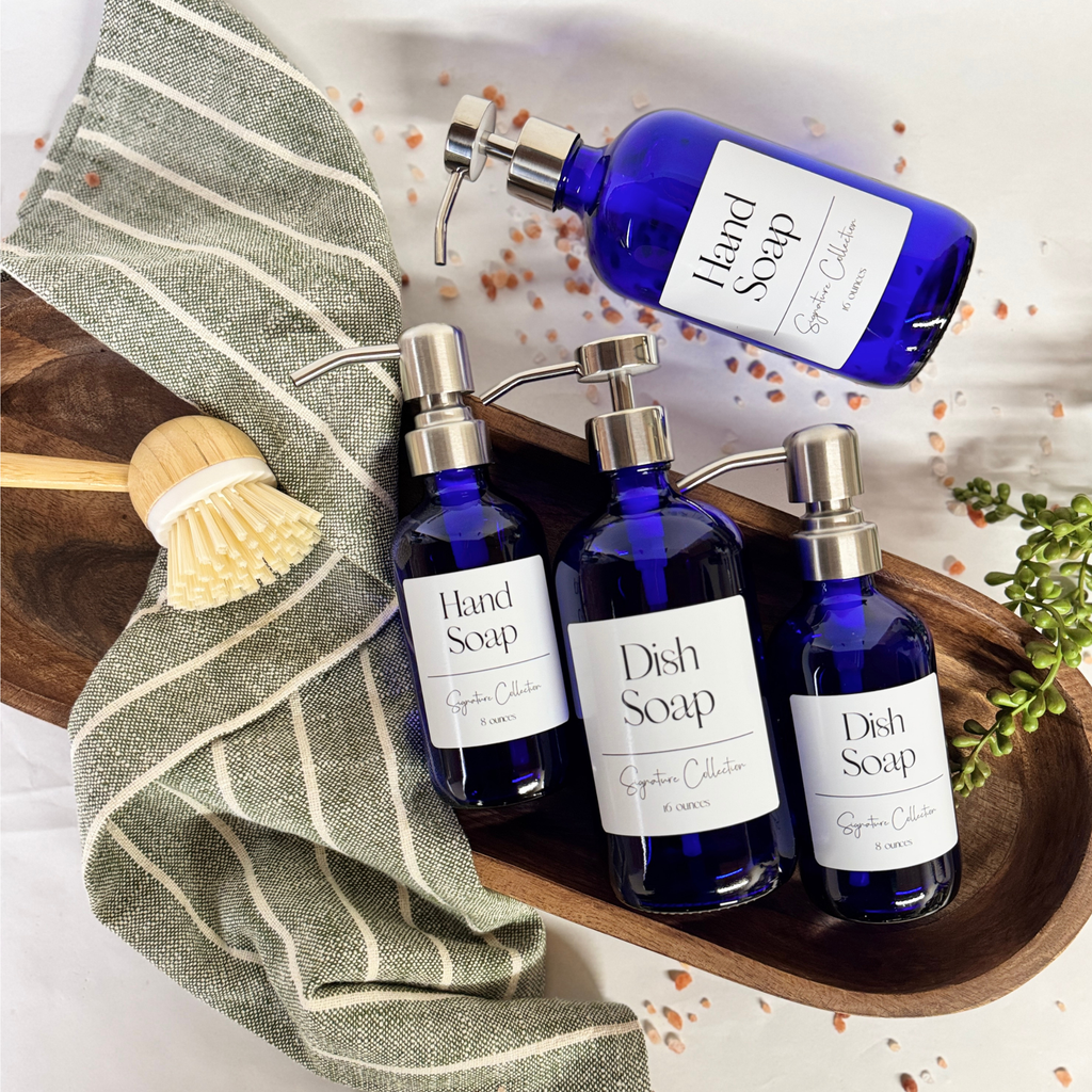 Cobalt Blue Glass Hand Soap and Dish Soap Dispenser - Signature Collection product detail