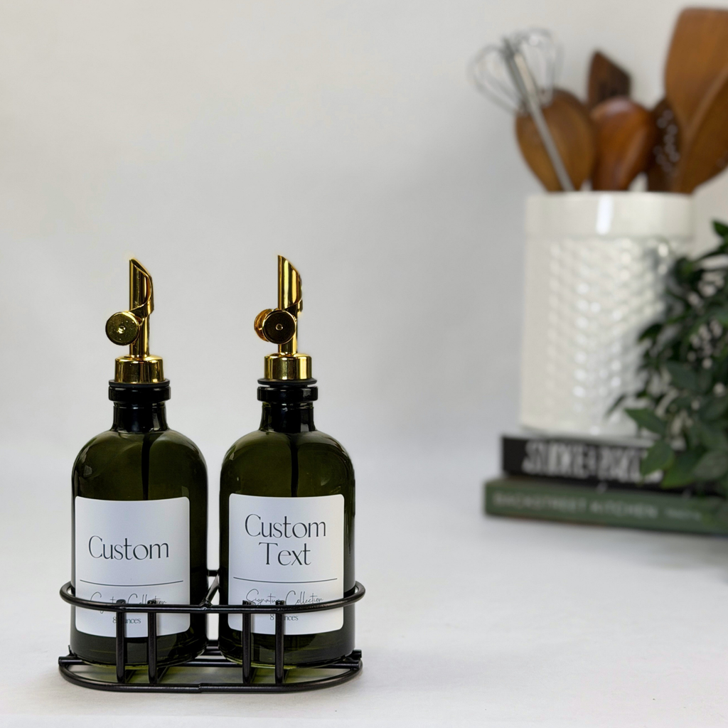 Vintage Green Apothecary Glass Bottle Set - Signature Collection Custom Label product detail
