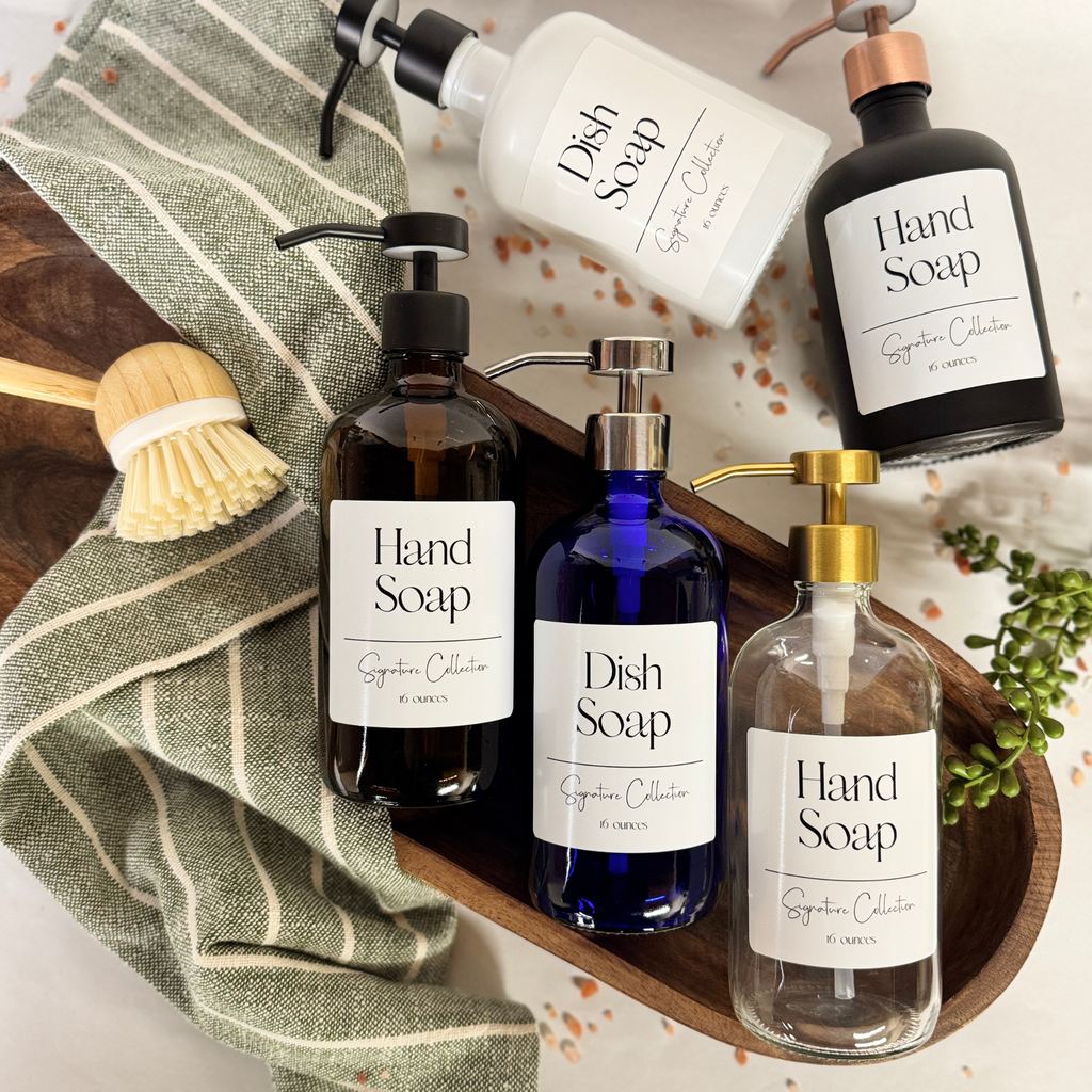 Black Matte Glass Hand Soap and Dish Soap Dispenser - Signature Collection product detail
