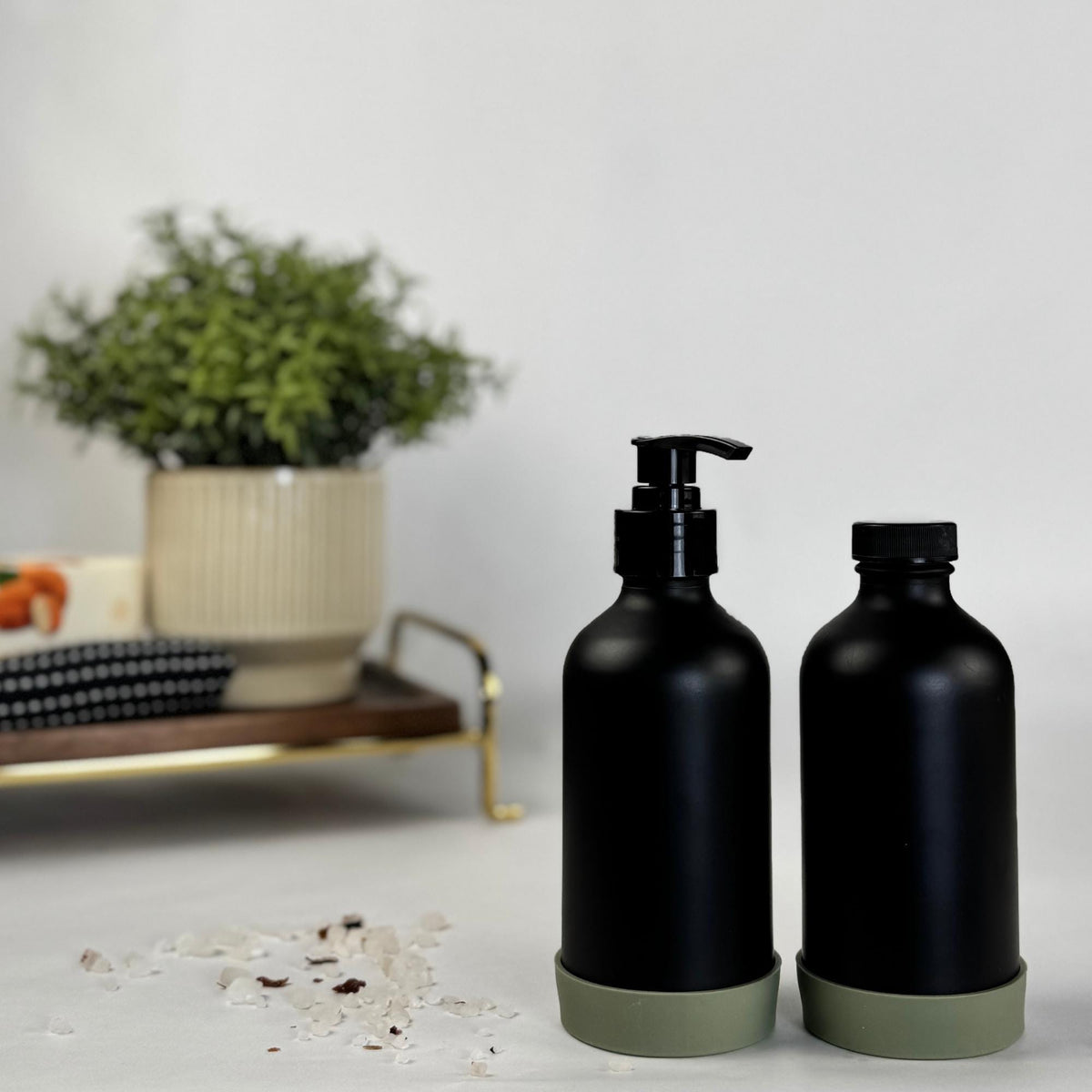 Black Matte Glass Dispenser with Silicone Sleeve product detail