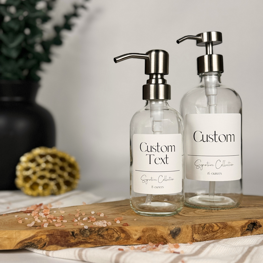 Clear Glass Dispenser - Signature Collection Custom Label product detail