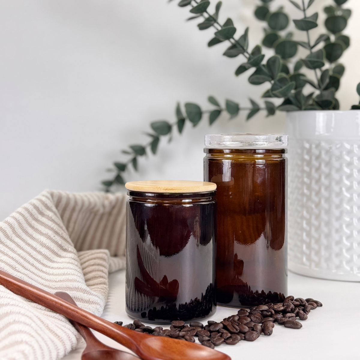 Amber Calypso Glass Storage Jars - Custom Label product detail