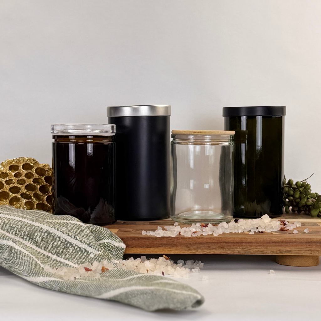 Amber Calypso Glass Storage Jars - Custom Label product detail