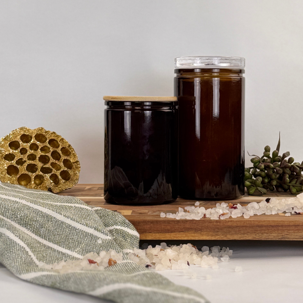 Amber Calypso Glass Storage Jars - Custom Label product detail