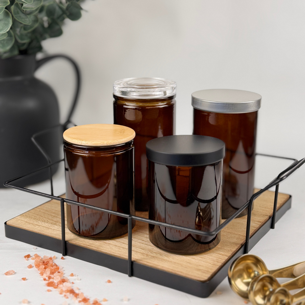 Amber Calypso Glass Storage Jars - Custom Label product detail