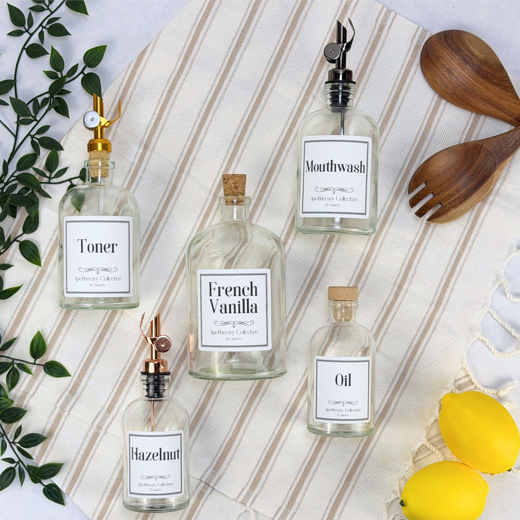 Clear Apothecary Glass Bottle - Apothecary Collection Custom Label product detail