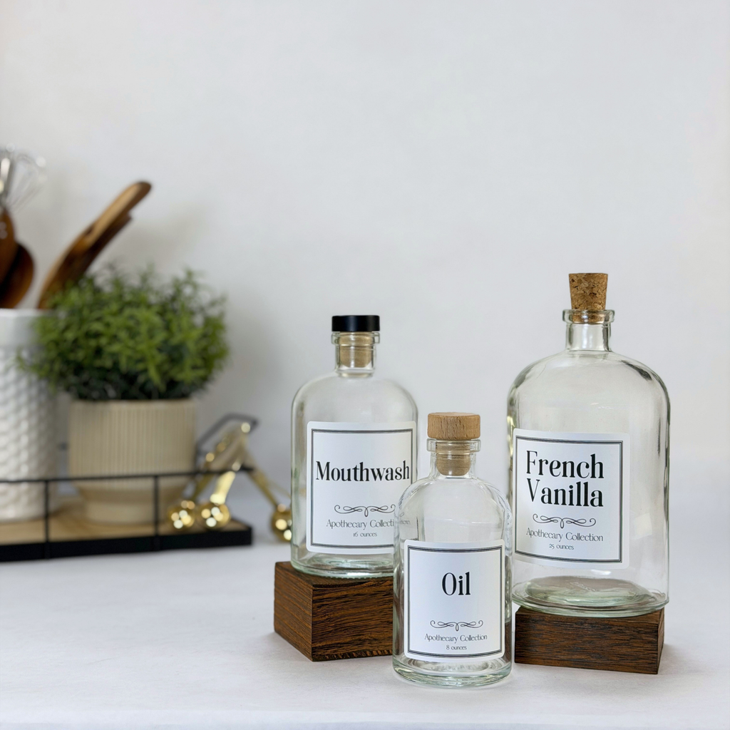Clear Apothecary Glass Bottle - Apothecary Collection Custom Label product detail