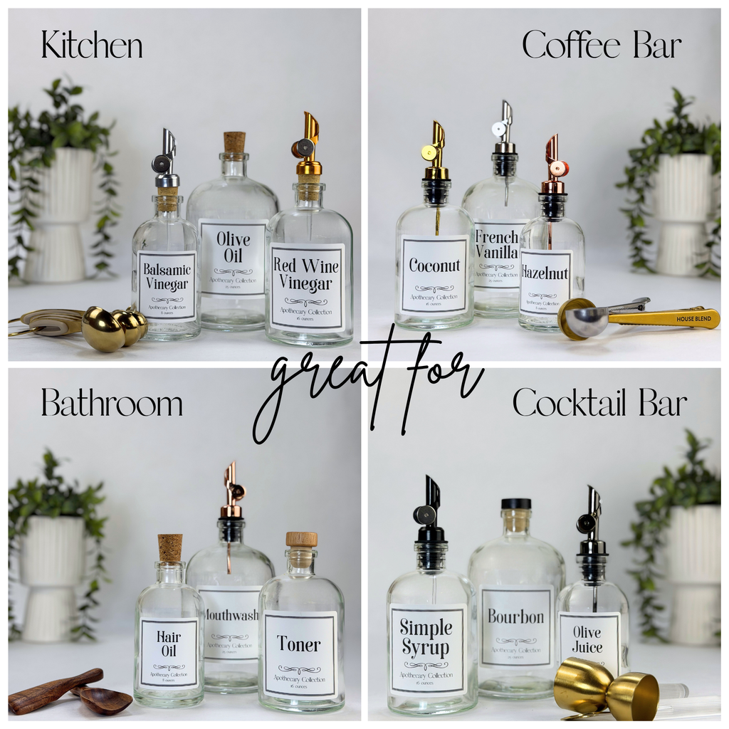 Clear Apothecary Glass Bottle - Apothecary Collection Custom Label product detail
