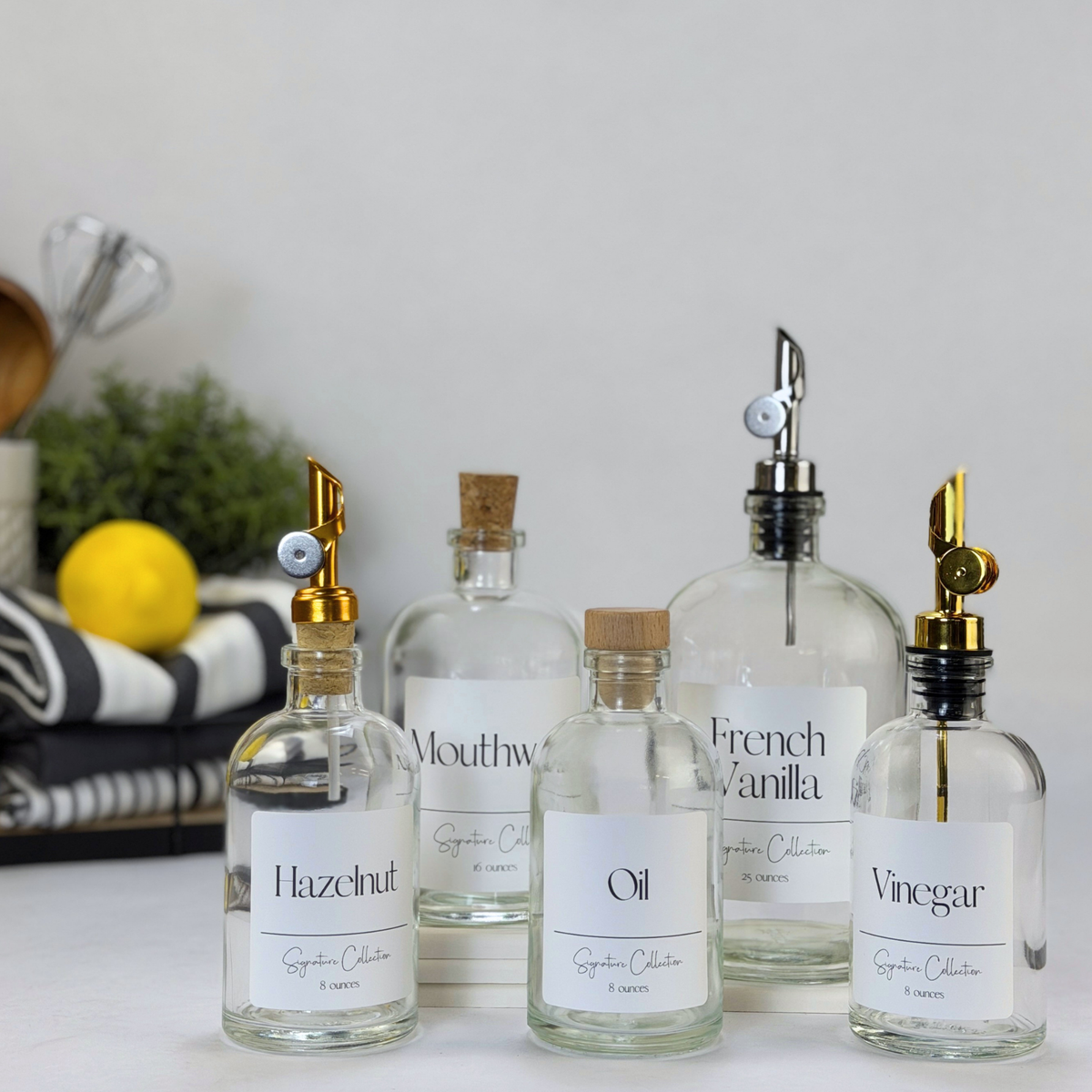 Clear Apothecary Glass Bottle - Signature Collection Custom Label product detail