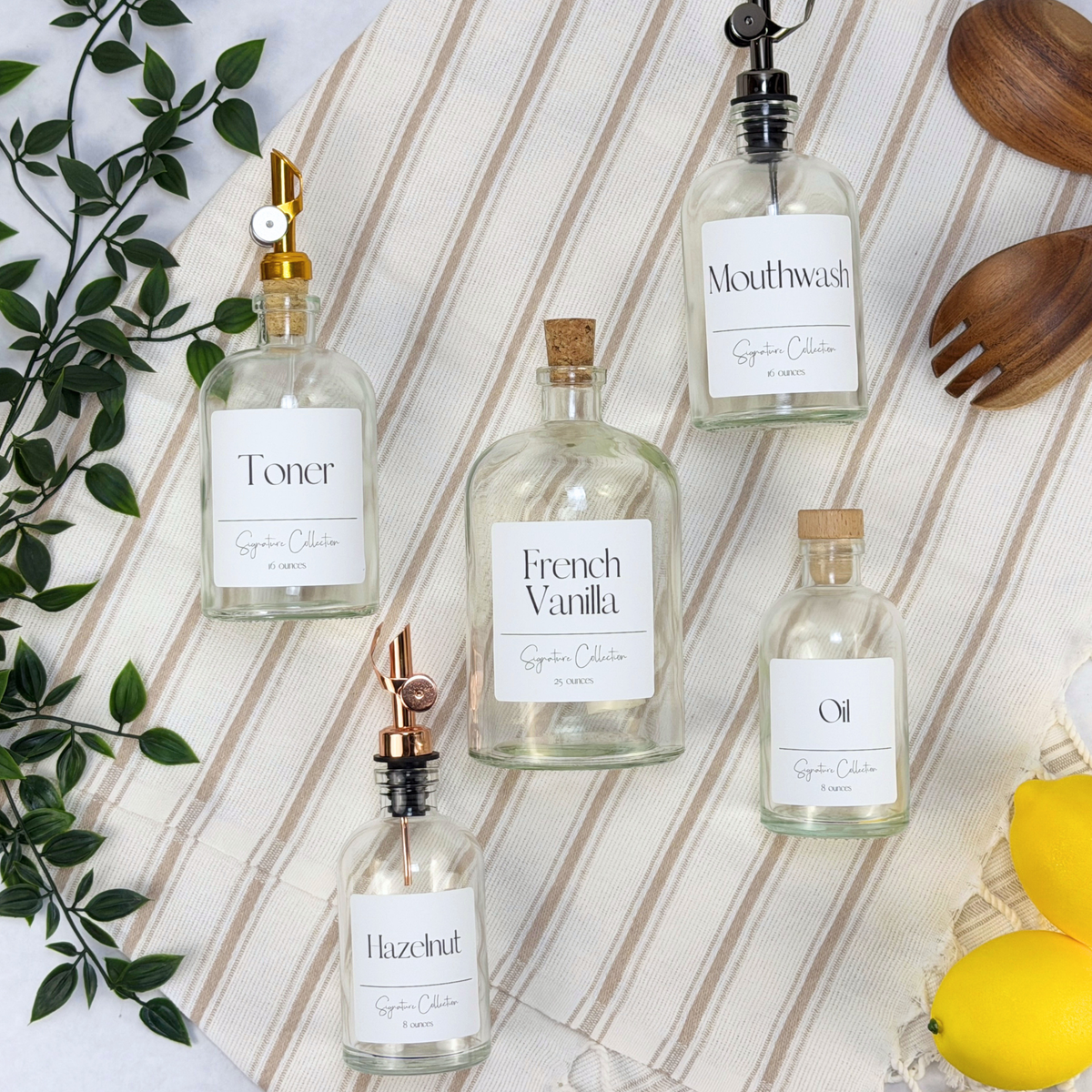 Clear Apothecary Glass Bottle - Signature Collection Custom Label product detail
