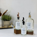 Clear Apothecary Glass Bottle - Signature Collection Custom Label showing pour spout option