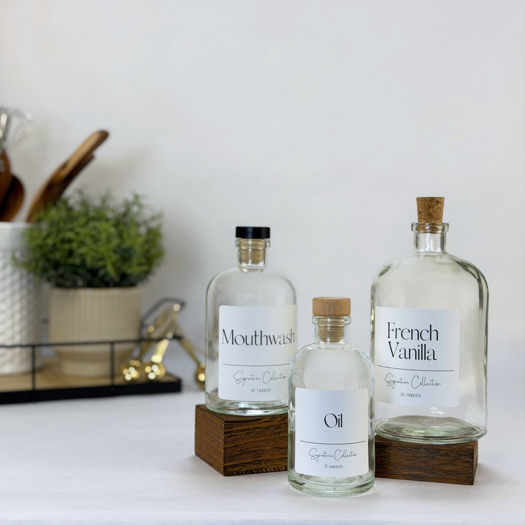 Clear Apothecary Glass Bottle - Signature Collection Custom Label product detail