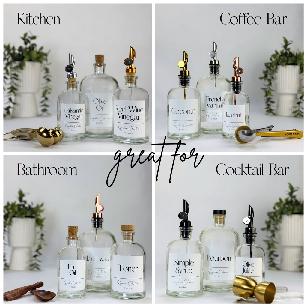 Clear Apothecary Glass Bottle - Signature Collection Custom Label product detail