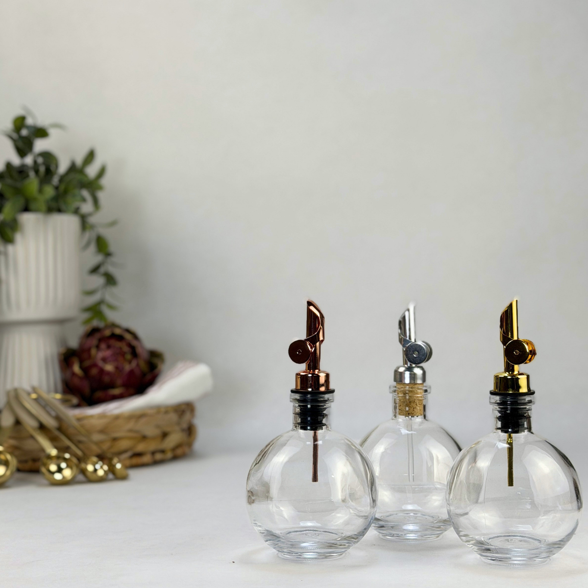 Moon Clear Apothecary Glass Bottle showing pour spout option
