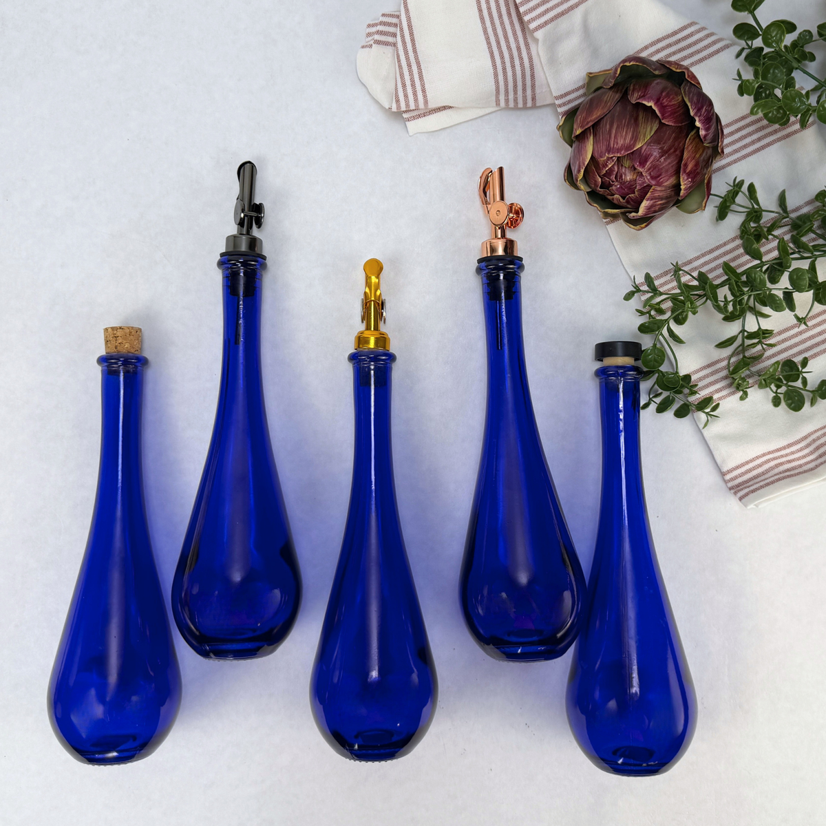 Raindrop Cobalt Blue Recycled Glass Apothecary Bottle product detail